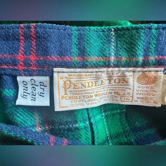 Vintage Pendleton Wool Plaid Red Green Navy Skirt Size 16 - Picture 3 of 12